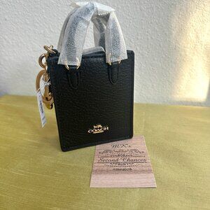 SOLD 🎈Coach North South Mini Tote Bag Charm CU280 in Black Leather - NWT